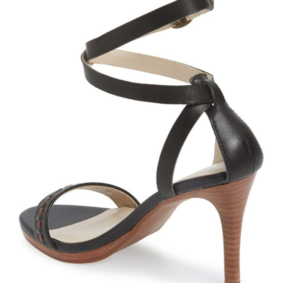 SEYCHELLES DARING STACKED STILETTO SANDALS BLACK SIZE 9 NWOT - Picture 2 of 4